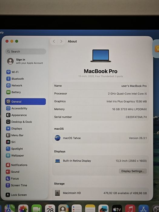 MacBook Pro 13" 2020 16Gb / 512 Gb (А2251)