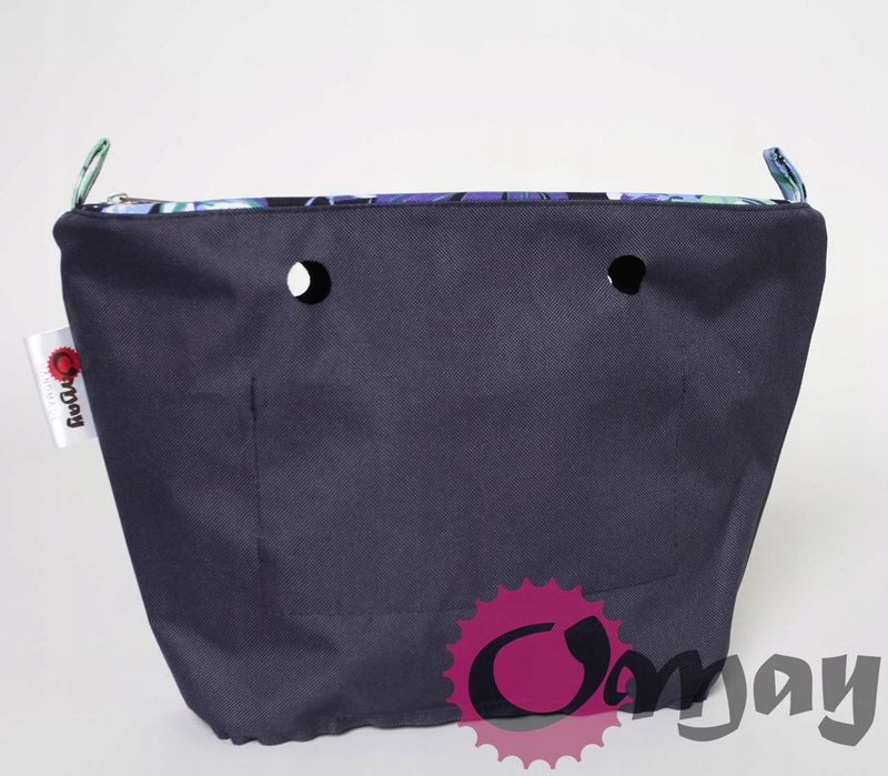 organizer do OBAG MINI i OPASKA kwiaty granatowy 2 kieszenie OMAY