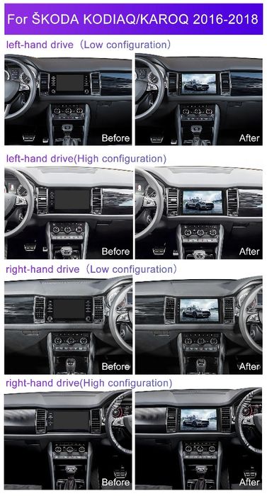 Rádio android skoda kodiaq 2016-18 CARPLAY WIFI 4/64GB Novo