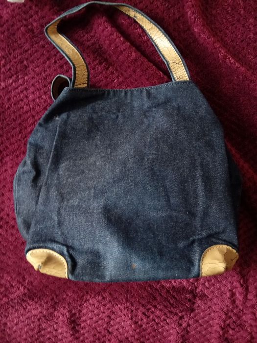 Mala tote bag de ganga escura e bege Produção artesanal