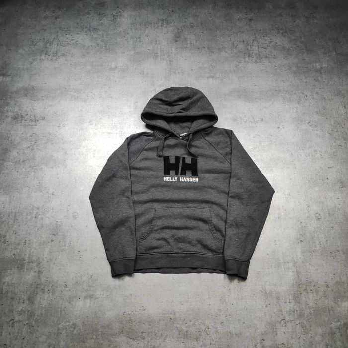 MĘSKA Bluza Bawełna Duże Logo Haft Helly Hansen Szara Dresowa Trekking