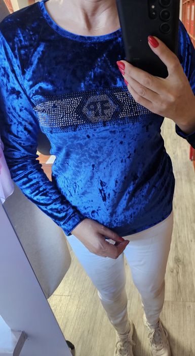 Bluzka chabrowy zamsz M pasuje na L