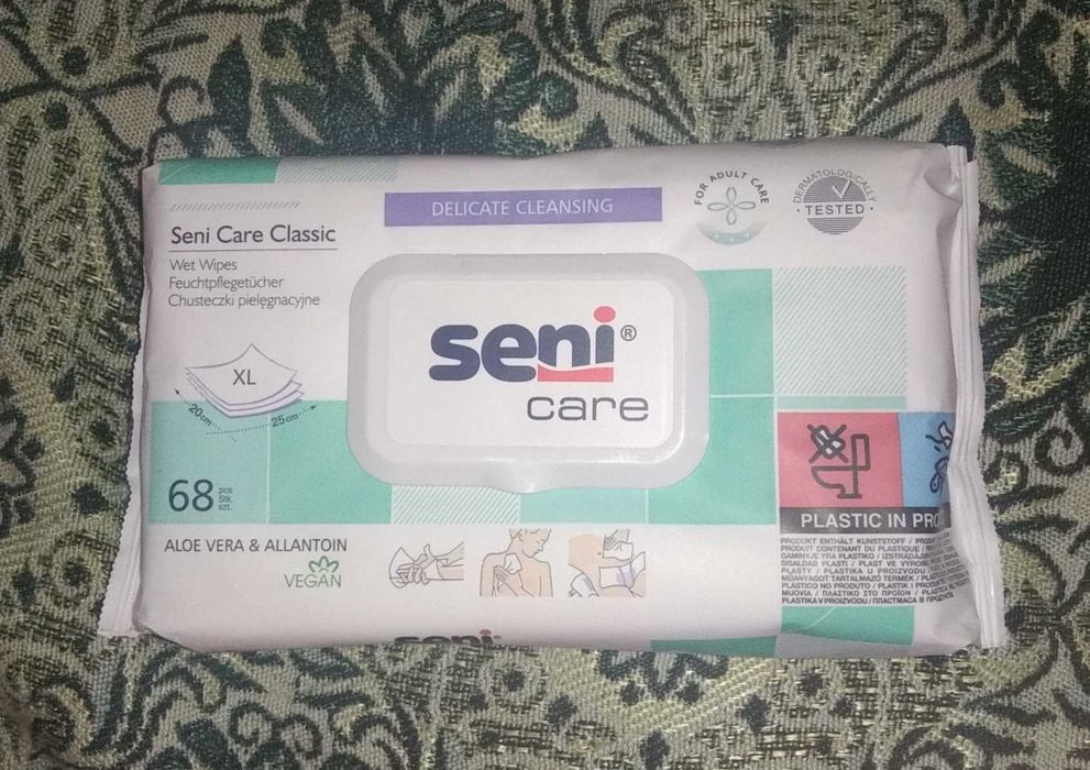 салфетки влажные seni 20*25 их 68штук