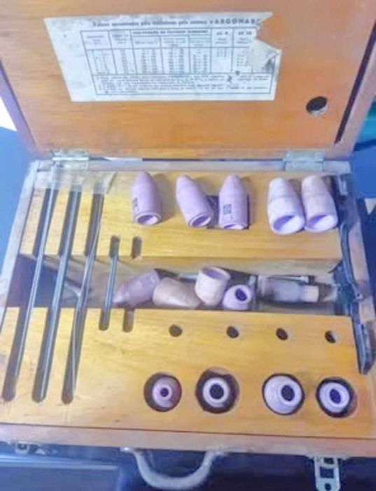 kit de acessórios e consumíveis para soldadura TIG.