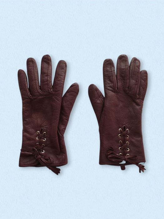 Luvas em Pele Genuína Bordeaux