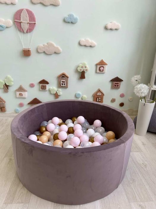 Сухий  басейн сірий з кульками та без. Наложка. Бассейн с шариками