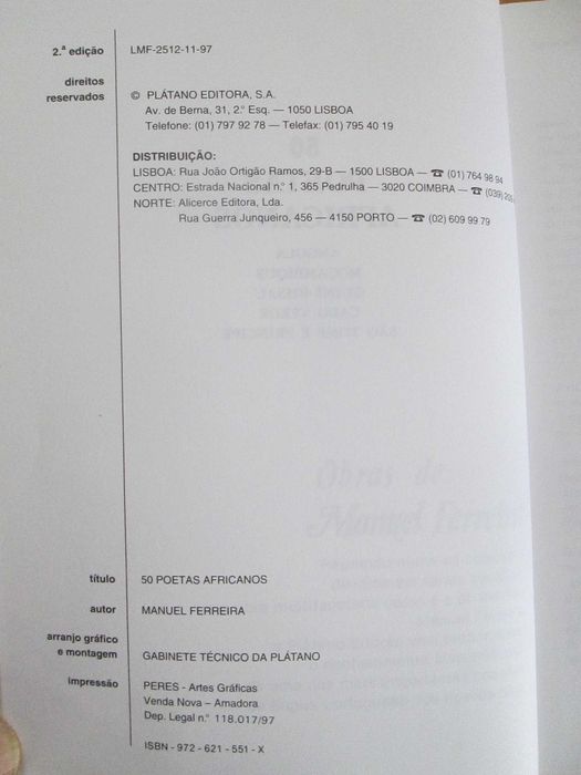50 Poetas Africanos, de Manuel Ferreira