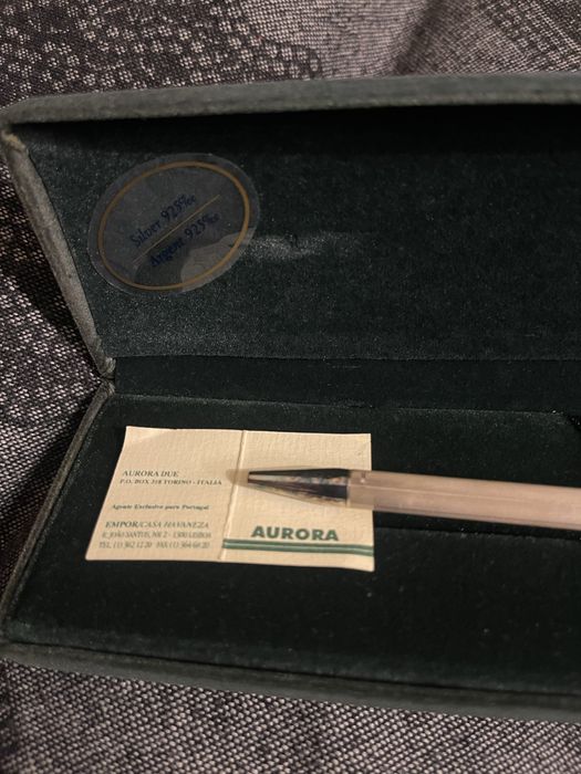 Caneta Aurora Italiana em PRATA MACIÇA 925 – c/ Estojo e Certificado