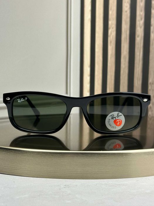 Сонцезахисні окуляри Ray-Ban RB2224 чорні, зелена лінза G15, поляризовані, прямокутні, чоловічі, оригінал