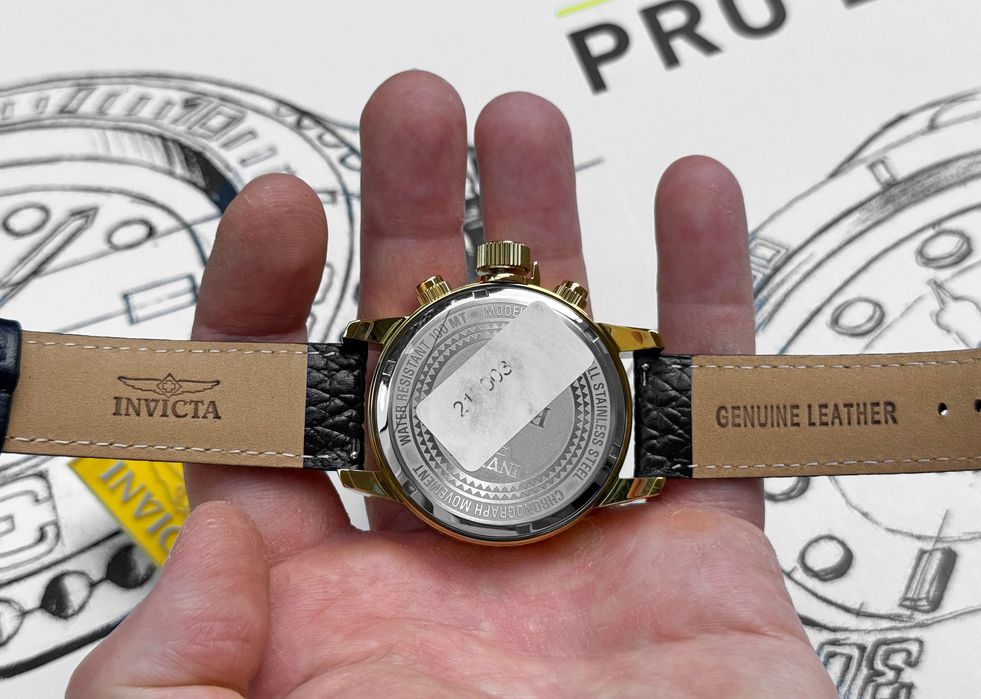 Чоловічий наручний годинник Invicta 3330 I-Force Chronograph Black Leather 46 mm. 100 MT