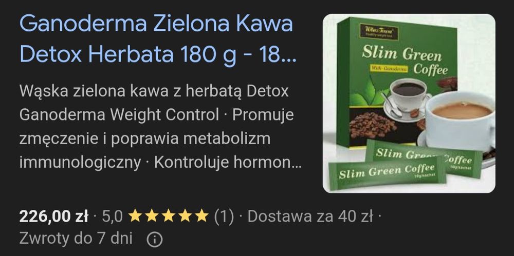 Wins Town Healthy Weight Loss Slim Green Coffee z Ganodermą
