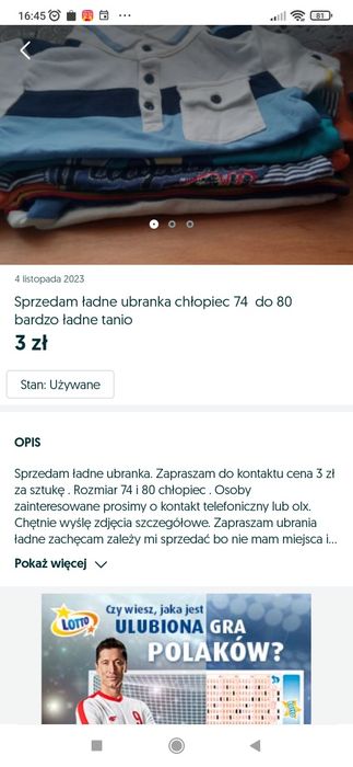 Ubrania chłopiec ładne 74 do 80 komplet 20 ubranek 56zl