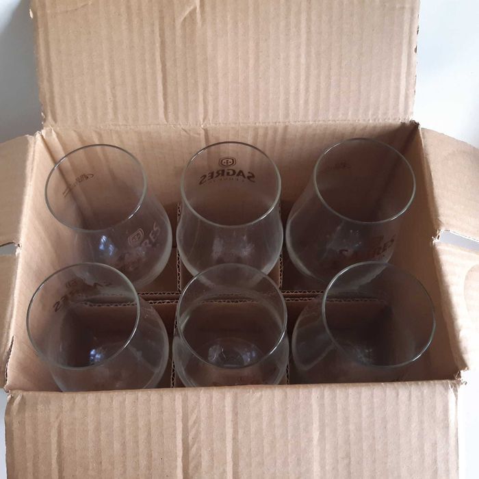 Caixa 6 Copos tipo Tulipa Cerveja Sagres 30cl. Novos