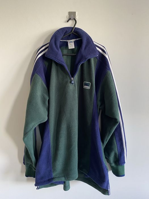 Vintage polar Adidas oversize L/XL retro zielony, granatowy