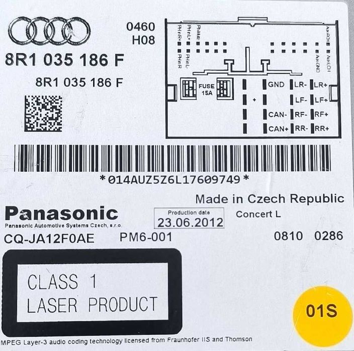 Rádio / Auto Rádio 8R1035186F - AUDI A5 Sportback