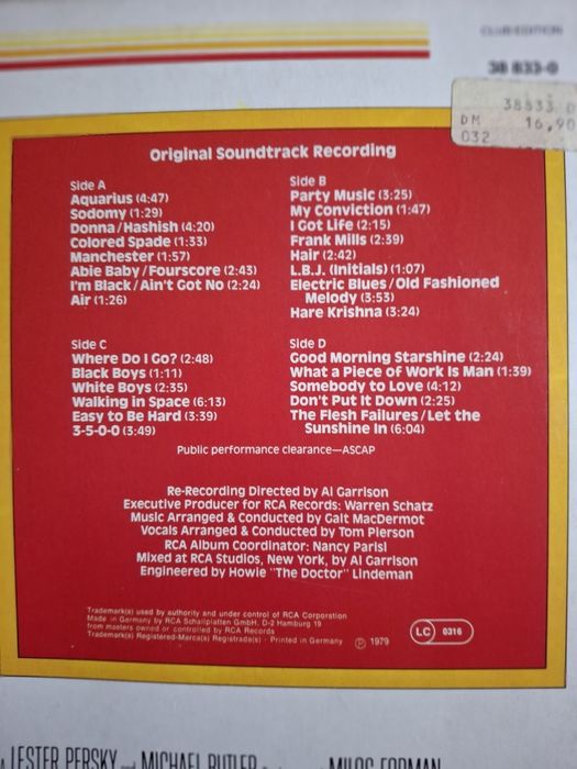 HAIR soundtrack Milos Forman winyl 2 lp