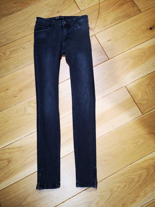 ZARA Denim czarne jeansy rurki zamki 34/XS