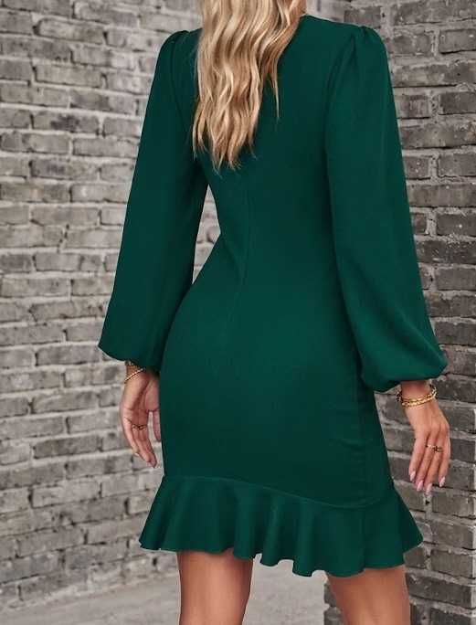 Haibang Elegancka sukienka bodycon z bufiastymi rękawami - imprezowa XL