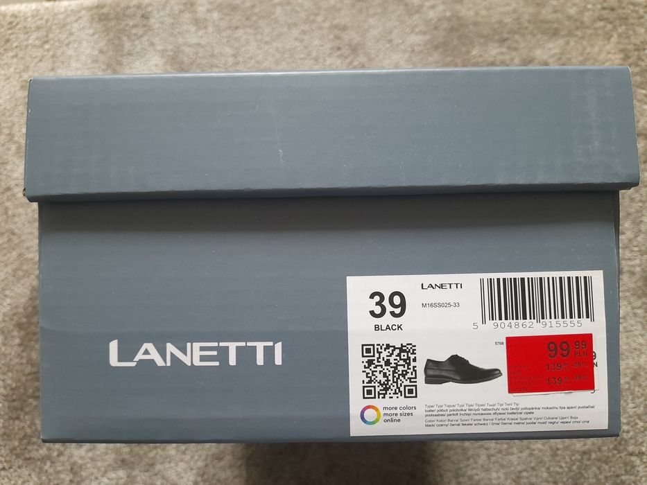 Buty męskie, czarne skórzane w rozmiarze 39