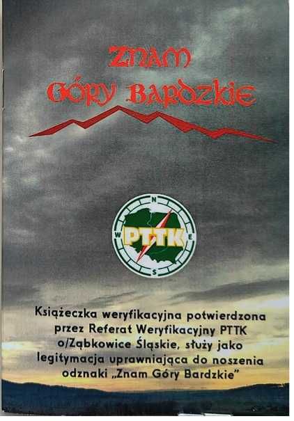 KSIĄŻECZKA na pieczątki odznaki znam GÓRY BARDZKIE PTTK