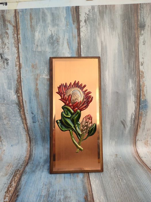 Obraz - Miedzioryt - Kwiat - Miedziak- Vintage - design Cudny