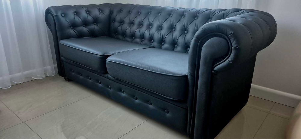 Komplet wypoczynkowy chesterfield kanapa + fotel