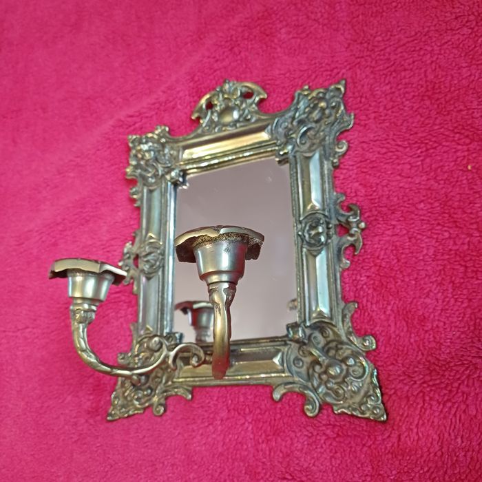 Mosiężne lusterko swiecznik