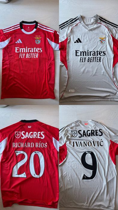 Camisolas SL Benfica 2025/2026 Principal e Alternativa. Rios/Ivanovic
