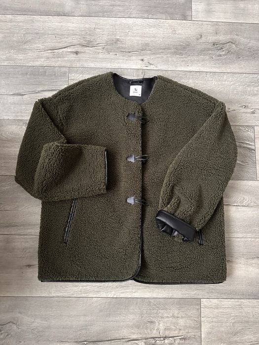 Еко шуба тедди женская барашек зеленая хаки TU L/XL