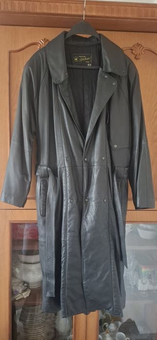 Кожанный плащ мужской