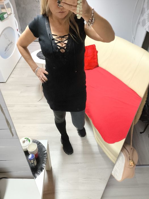 By o La La piękna bawełna sukienka czarna s m