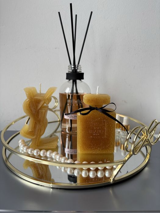 Zestaw dekoracyjny 2 swiec z podstawką