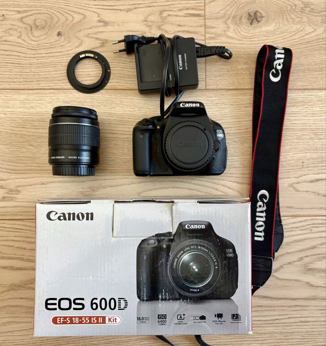 Aparat fotograficzny DSLR CANON EOS 600d lustrzanka full zestaw 18-55 m42