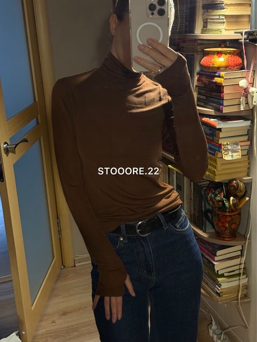 Коричневий гольф лонгслів cos з вовни мериноса - розмір м