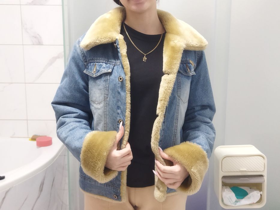 Двухстороняя шуба, джинсовка