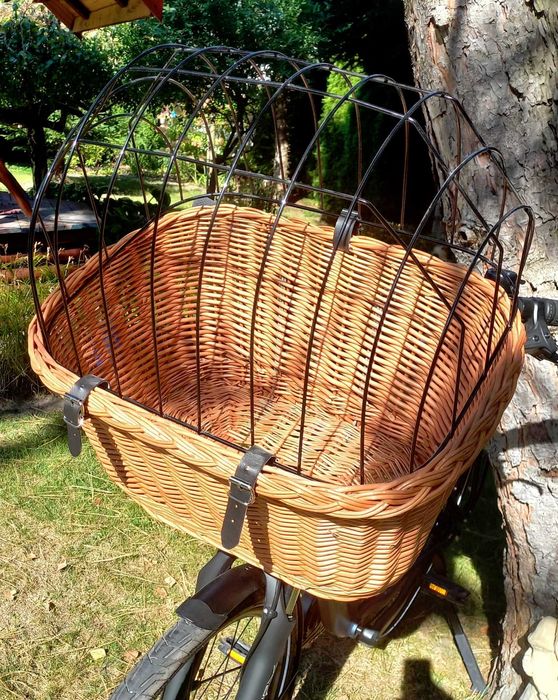 Wiklinowy koszyk rowerowy dla Twojego psa lub kota, duży