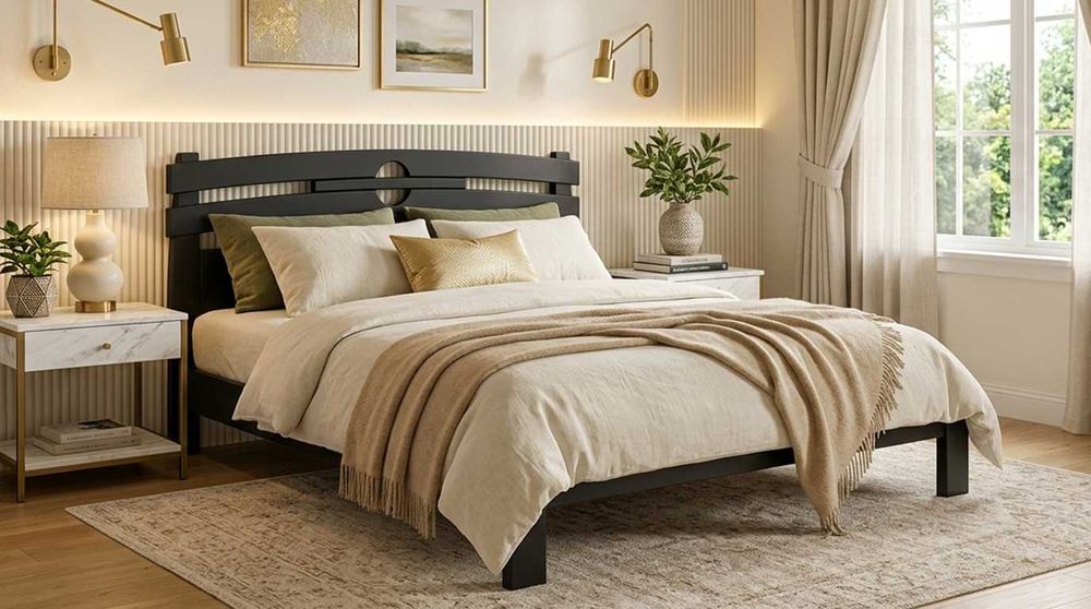 Двоспальне дерев’яне ліжко з вільхи «Ахіллес» 160×200 см Ручна робота