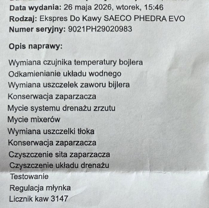 Saeco phedra ekspres do kawy