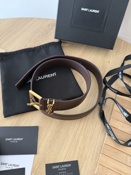 Pasek YVES Saint Laurent YSL Pasek do spodni Chocolate Czekoladowy