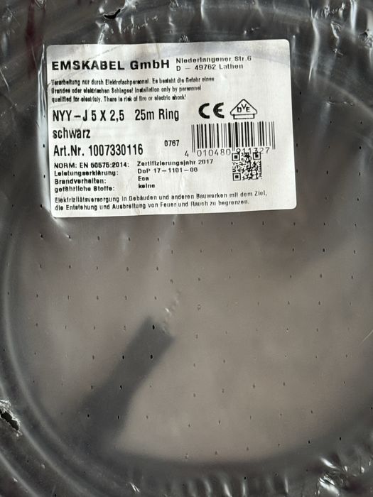 Nowy kabel 25m NYY-J5 x 2,5