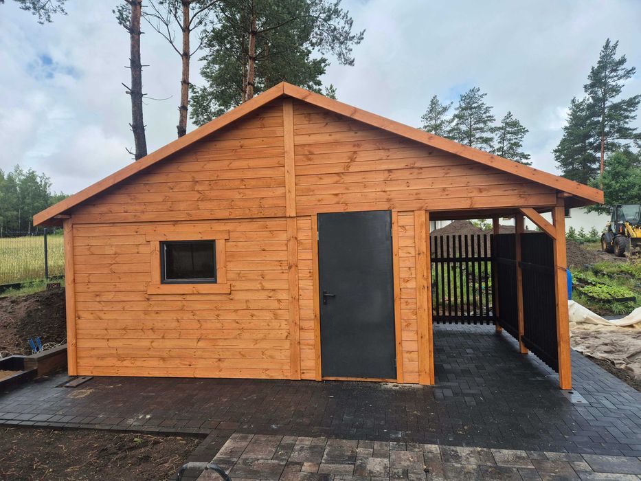 PROMOCJA -10% | Domek narzędziowy JAN IV 3x6 m z drewutnią i lamelami BLANCA NOWOŚĆ