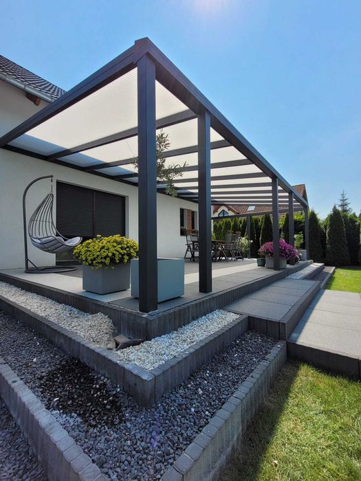 Zadaszenie tarasowe z aluminium / szkło przesuwne / darmowy projekt