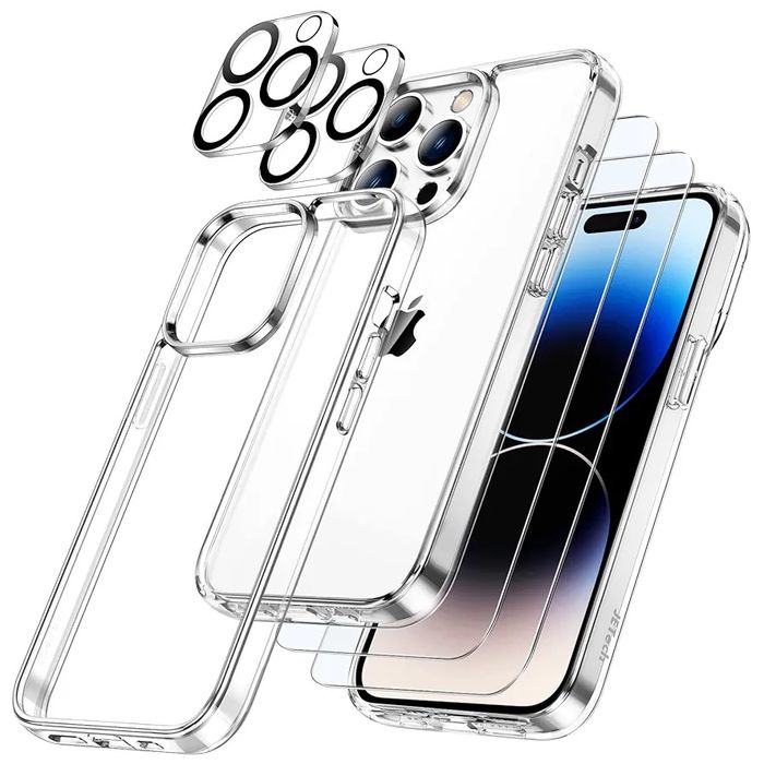 Case etui + 2x szkło hartowane 2x szkło na aparat iPhone 14 Pro Max