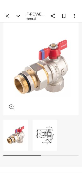 FERRO Zawór kątowy
