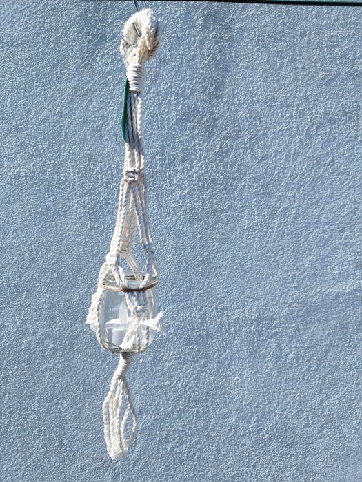 Porta-Velas de Macramé Feito à Mão