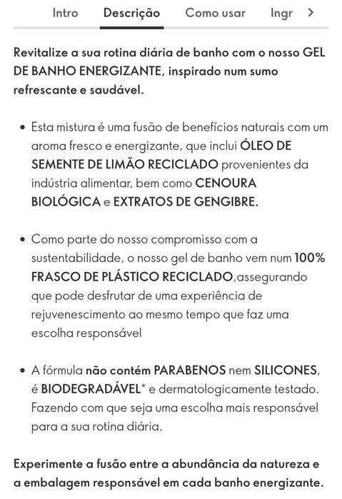 Gel de Banho Energizante 250ml Oriflame