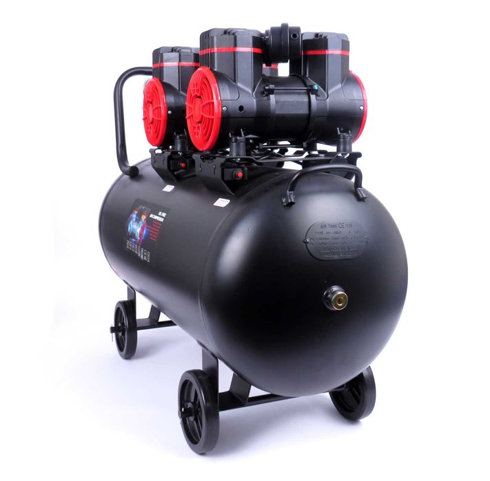 KRAFT&DELE Kompresor 100l Cichy Bezolejowy 2 Pompy Sprężarka KD1392
