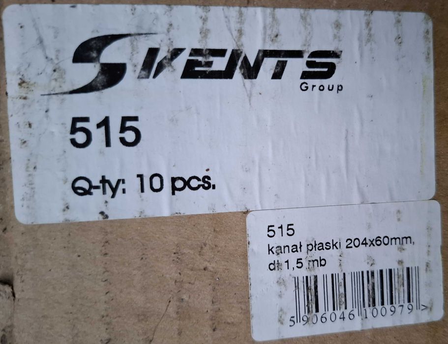 Kanał powietrzny płaski 204x60 mm, 1,5 m (nowy)