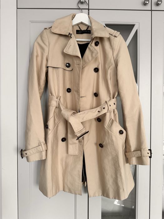 Klasyczny Trench beżowy kremowy biszkoptowy Zara Woman S.