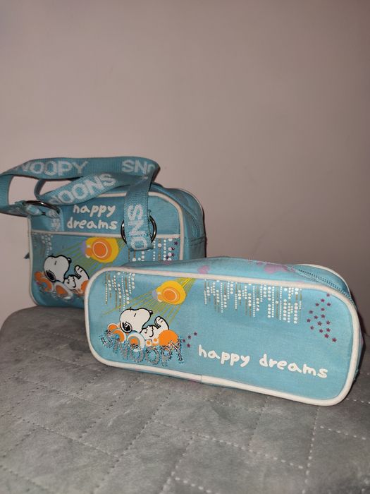 Mala e estojo do Snoopy originais, marca Trebellos